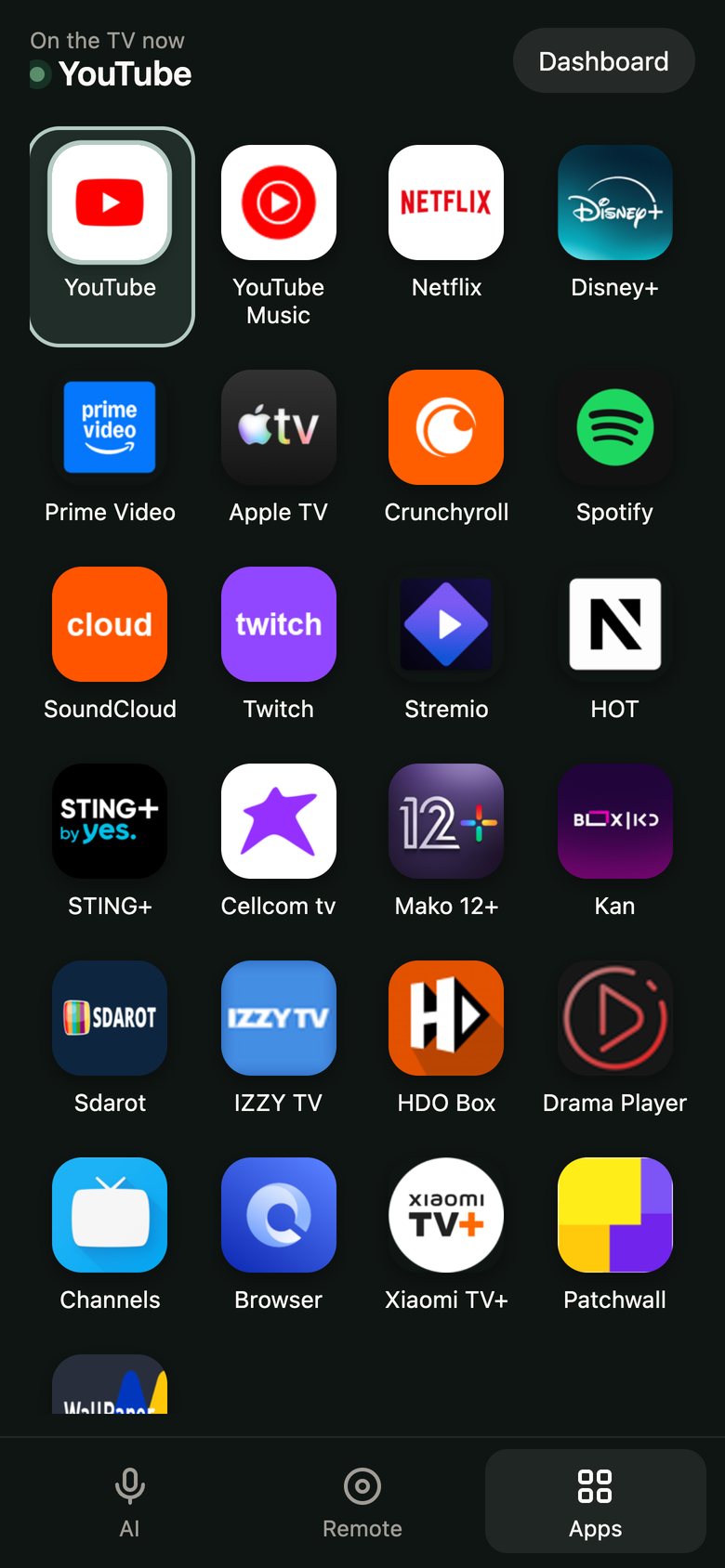 Apps tab